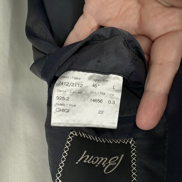 jacket blazer sport coat super 200s 100% wool windowpane blue 46L - Picture 2 of 9